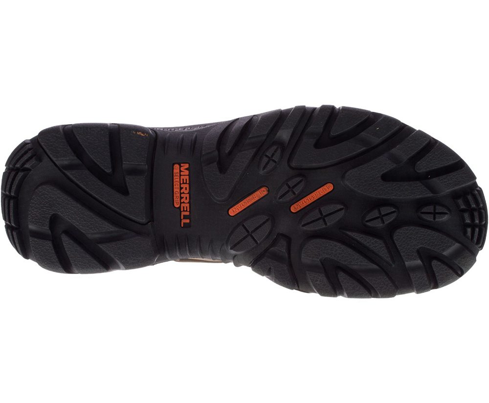 Merrell Work Boots Brown - Strongfield Leather X 7\" Waterproof Comp Toe - Mens 26JMOFWSP
